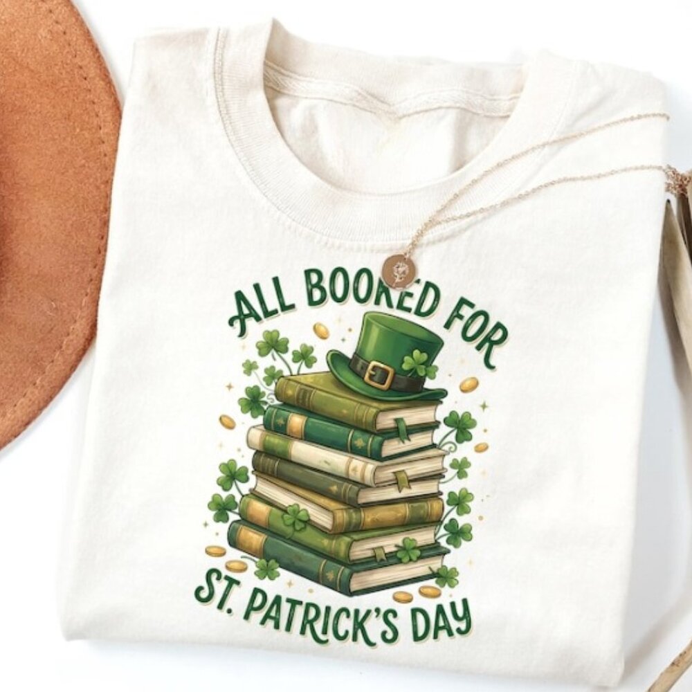 All Booked For St Patrick's Day Shirt, Lucky Bookish Tee